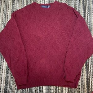 Vintage John Weitz Knit Hand Framed Sweater Men’s Large L Solid Red Textured 90s